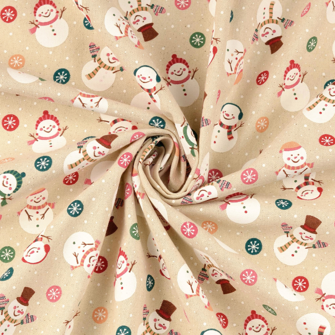 Decoratiestof Canvas sneeuwpop, naturel