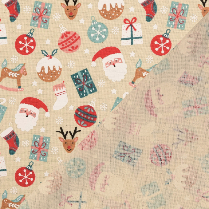 Decoratiestof Canvas Weihnachten, naturel