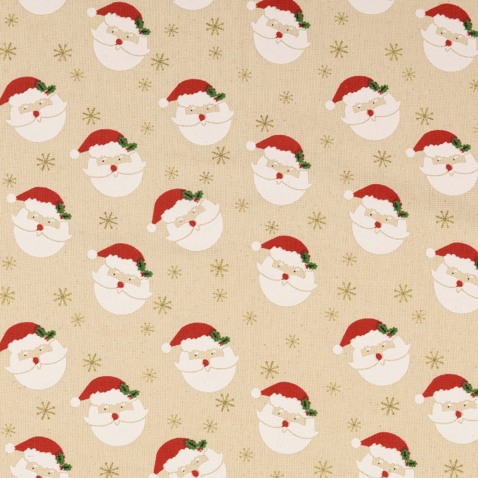 Decoratiestof Canvas kerstmannen, naturel