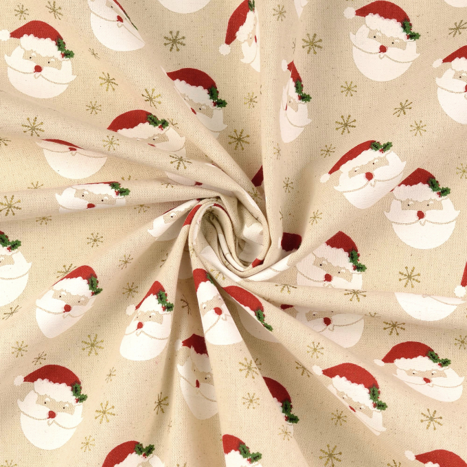 Decoratiestof Canvas kerstmannen, naturel