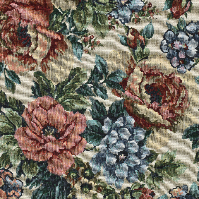 Tissu déco gobelin Fleurs Big Flowers, crème