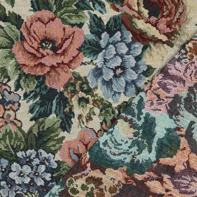 Tissu déco gobelin Fleurs Big Flowers, crème
