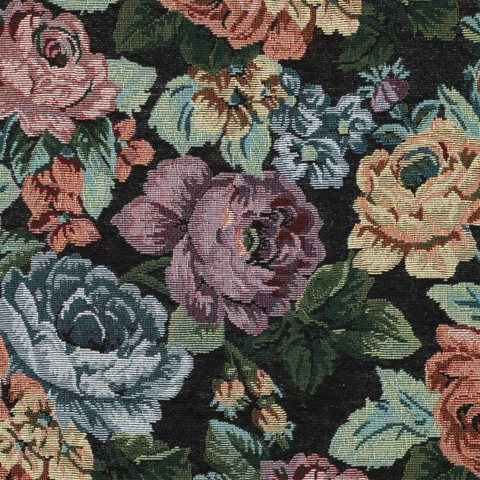 Tissu déco gobelin Fleurs Big Flowers, noir