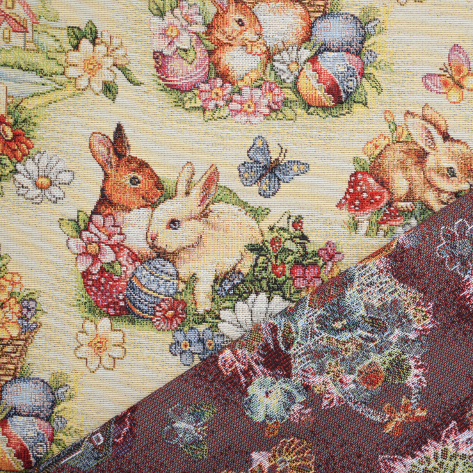 Dekostoff Gobelin Bunny Garden, beige