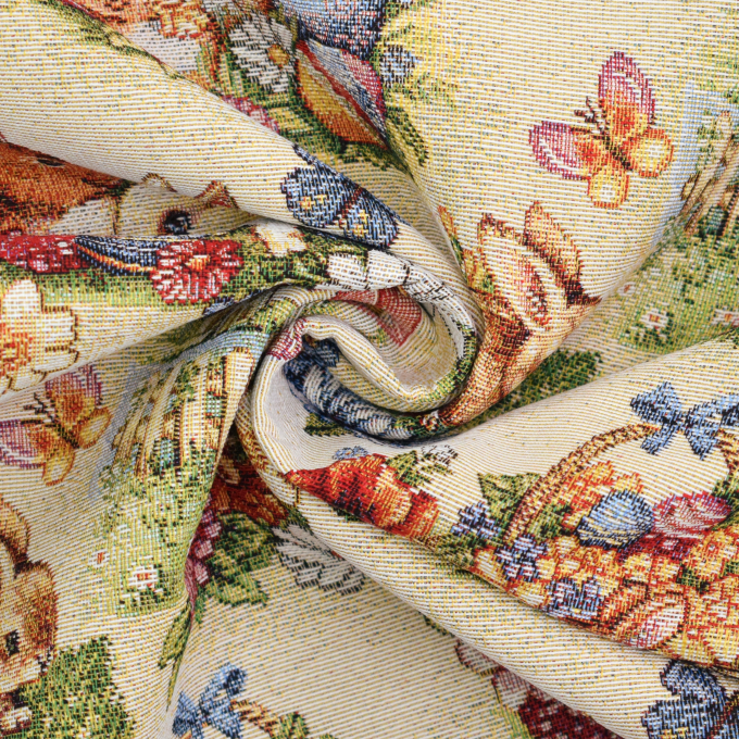 Dekostoff Gobelin Bunny Garden, beige