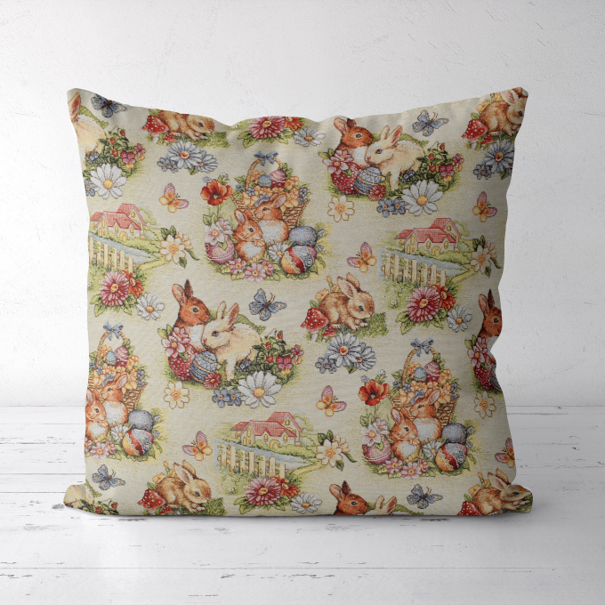 Dekostoff Gobelin Bunny Garden, beige