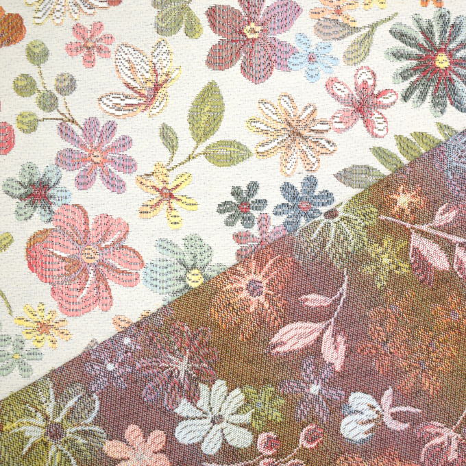Dekostoff Gobelin Indian Flowers, beige