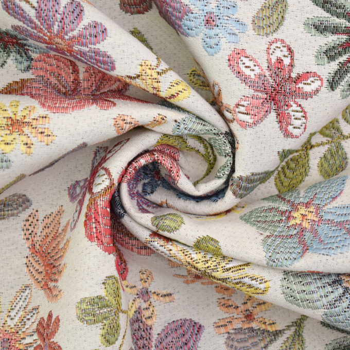 Dekostoff Gobelin Indian Flowers, beige