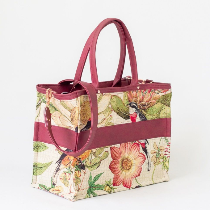 Decoratiestof Gobelin exotic flower garden, lichtbeige