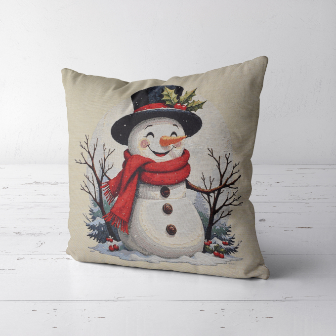 Dekostoff Gobelinstoff Happy Snowman Panel, 46 x 46 cm