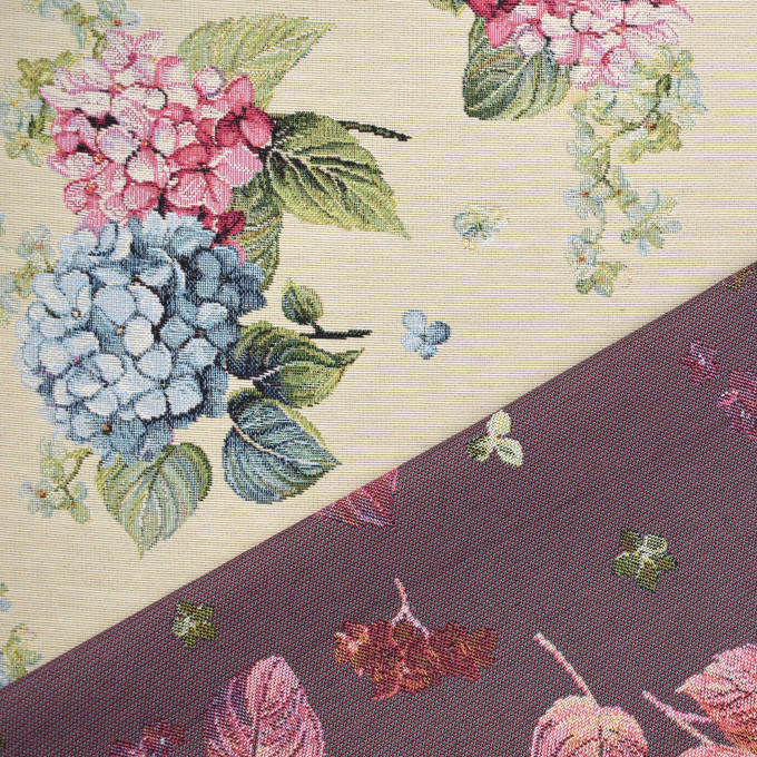 Dekostoff Gobelinstoff Hydrangea Mix, creme