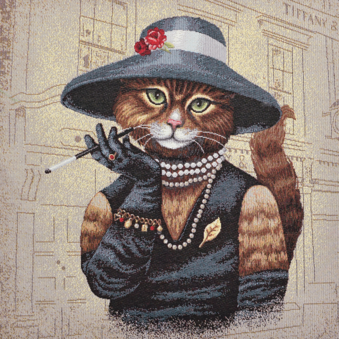 Dekostoff Gobelinstoff Panel Audrey Cat, 46 x 46 cm