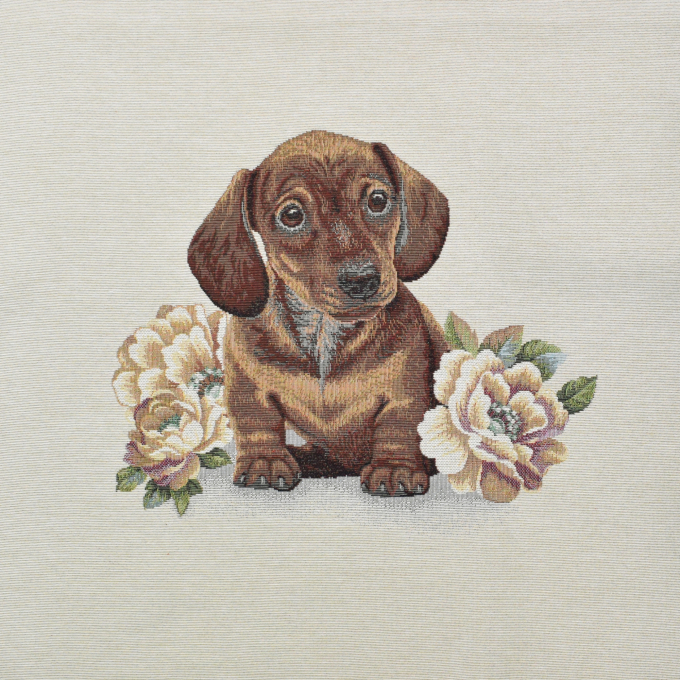 Dekostoff Gobelinstoff Panel Dackelwelpe, 46 x 46 cm