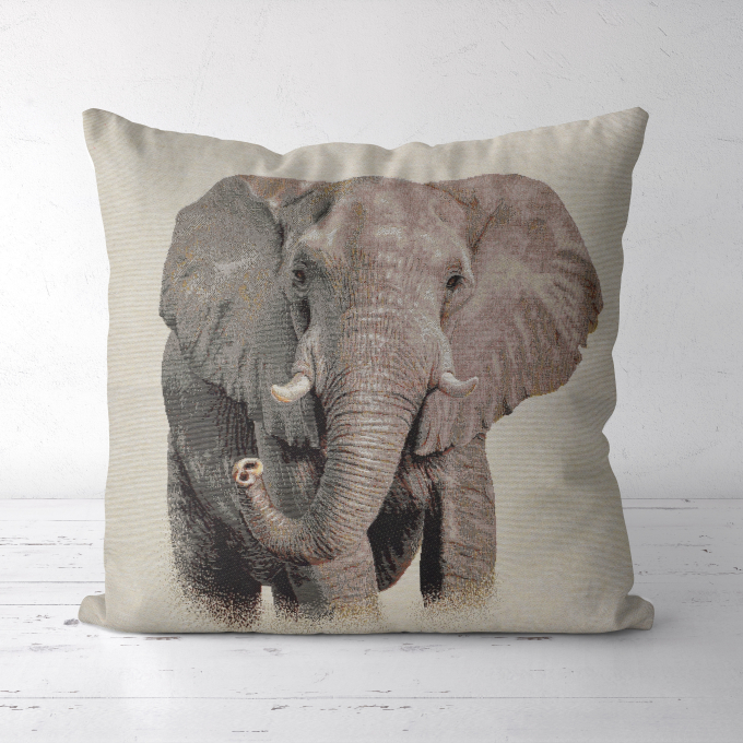 Dekostoff Gobelinstoff Panel Elefant, 46 x 46 cm
