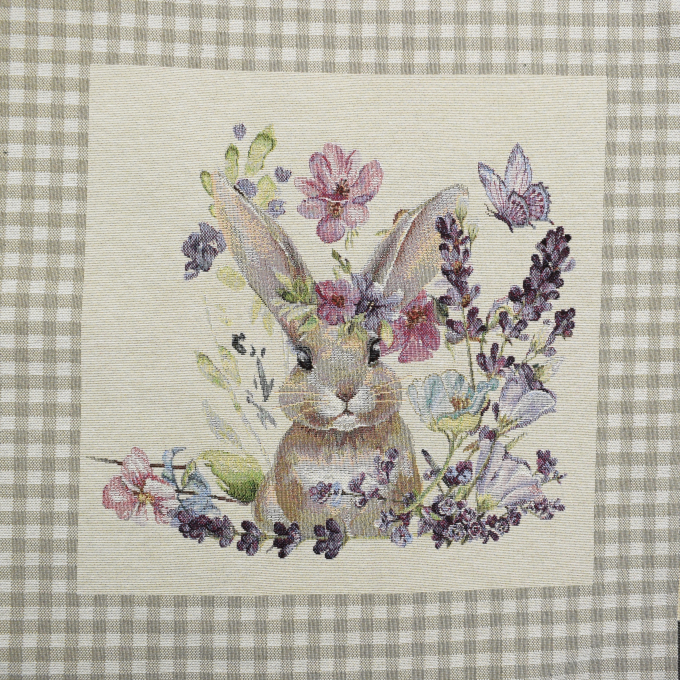 Dekostoff Gobelinstoff Panel Flower Bunny, 46 x 46 cm