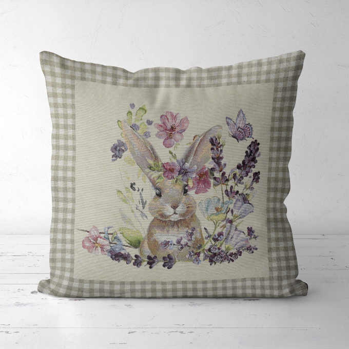 Dekostoff Gobelinstoff Panel Flower Bunny, 46 x 46 cm