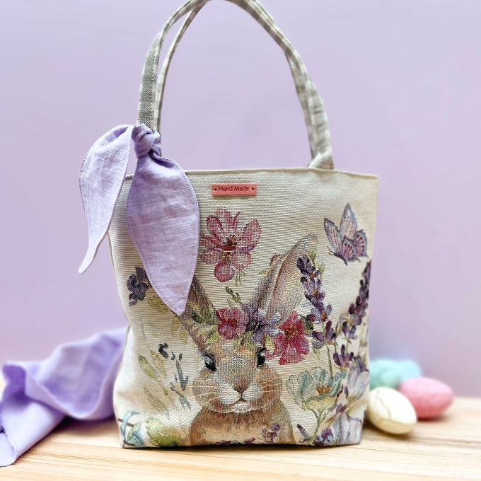 Dekostoff Gobelinstoff Panel Flower Bunny, 46 x 46 cm