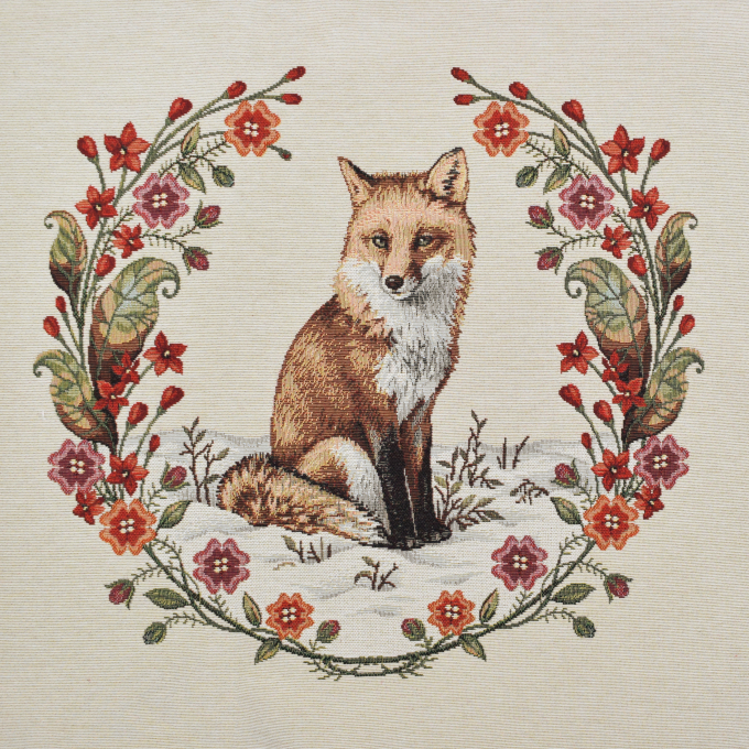 Dekostoff Gobelinstoff Panel Flower Fox, 46 x 46 cm