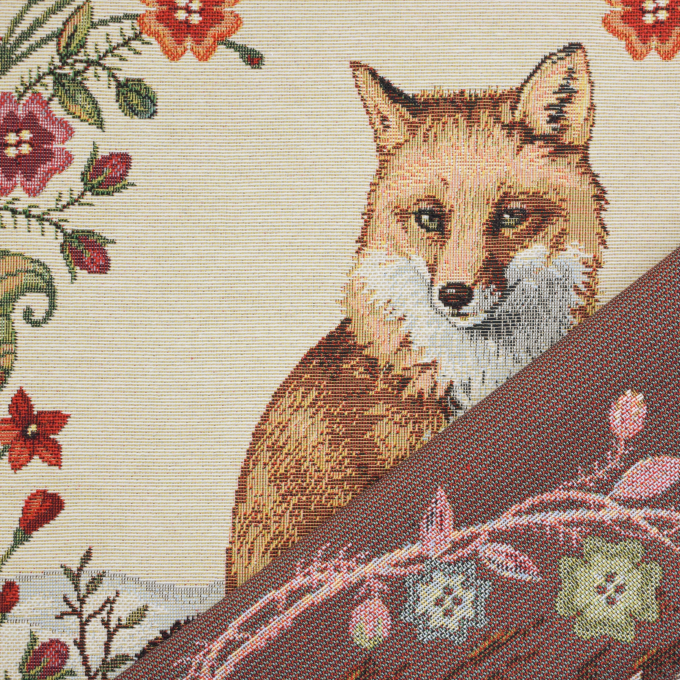 Dekostoff Gobelinstoff Panel Flower Fox, 46 x 46 cm