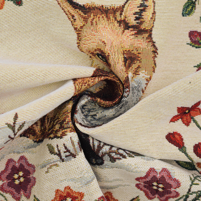 Dekostoff Gobelinstoff Panel Flower Fox, 46 x 46 cm