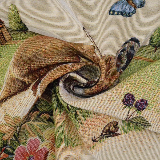 Dekostoff Gobelinstoff Panel Fox Family, 46 x 46 cm