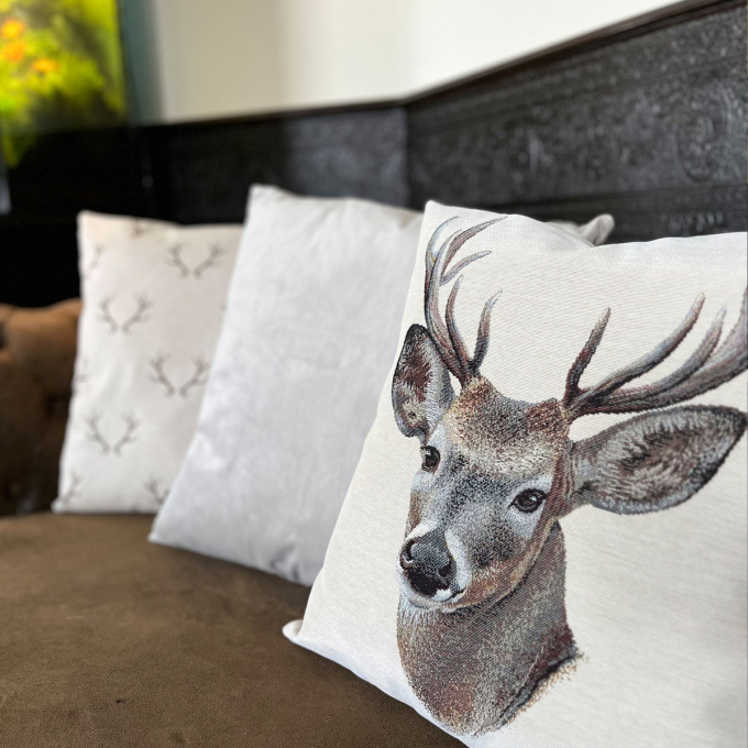 Tissu déco panneau gobelin Cerf, 46 x 46 cm