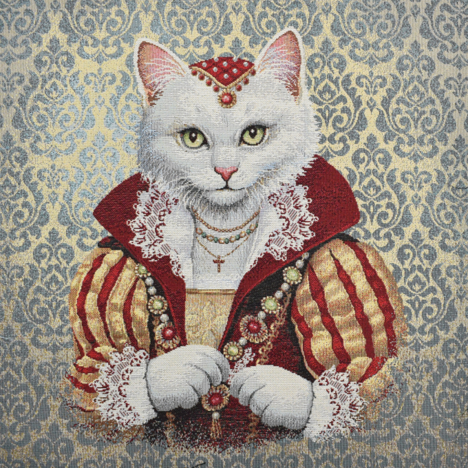 Decoratiestof Gobelin Fancy paneel Lady Cat, 46 x 46 cm