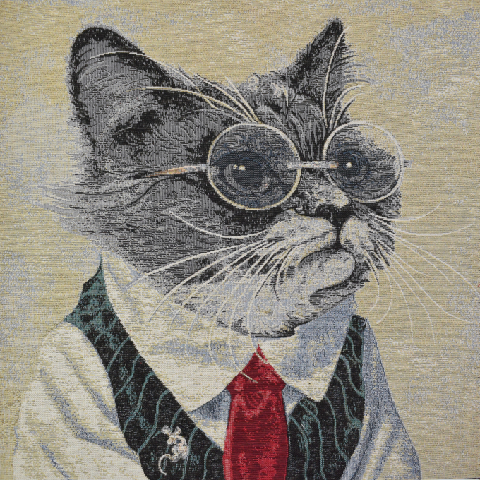 Dekostoff Gobelinstoff Panel Nerdy Cat, 46 x 46 cm