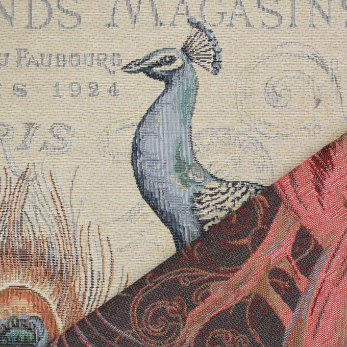 Dekostoff Gobelinstoff Panel Peacock, 46 x 46 cm