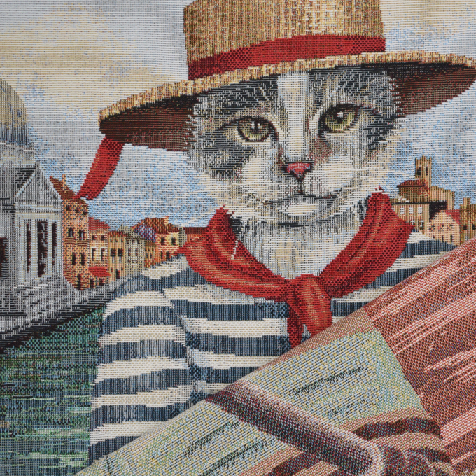 Decoratiestof Gobelin Fancy paneel Venice Cat, 46 x 46 cm