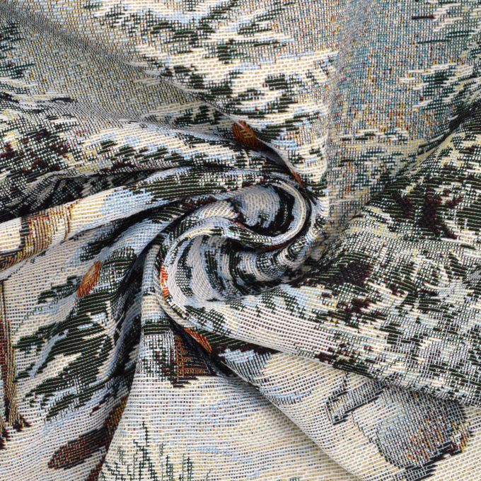 Tissu déco panneau gobelin Noël en forêt,  46x46 cm
