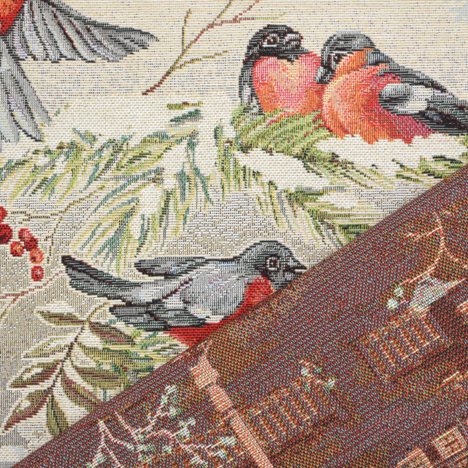 Tissu déco panneau gobelin Oiseaux de Noël Winter Birds, 46 x 46 cm