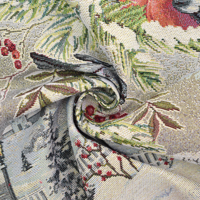 Tissu déco panneau gobelin Oiseaux de Noël Winter Birds, 46 x 46 cm