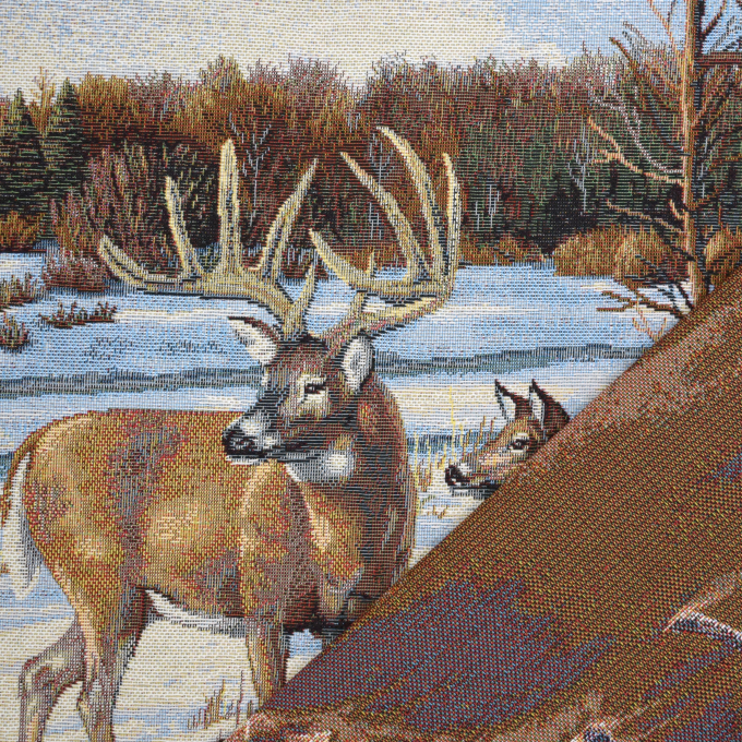 Tissu déco panneau gobelin Panel Winter Deer, 46x46 cm
