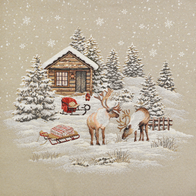 Dekostoff Gobelinstoff Panel Winterwelt, 46 x 46 cm