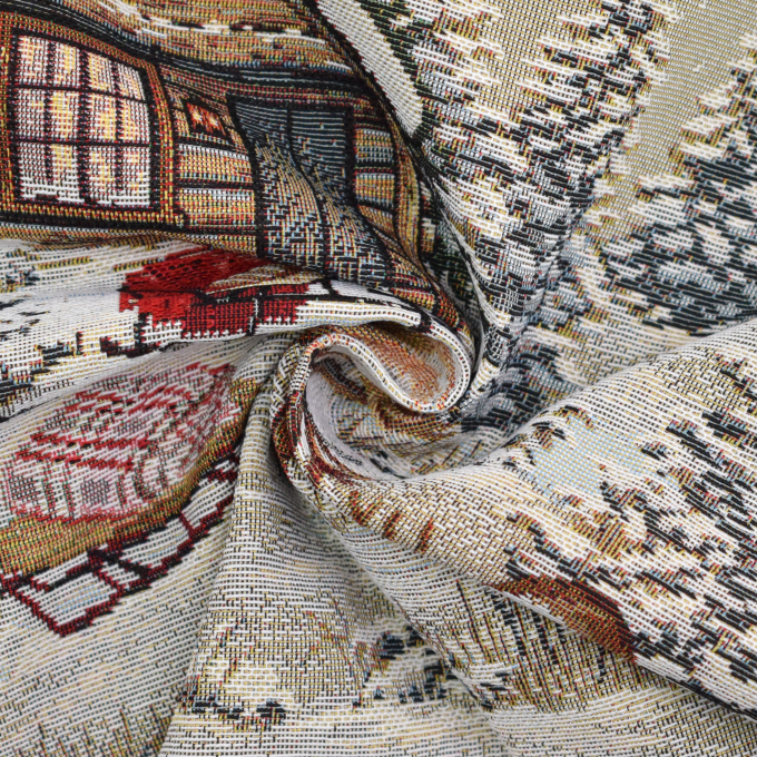 Dekostoff Gobelinstoff Panel Winterwelt, 46 x 46 cm