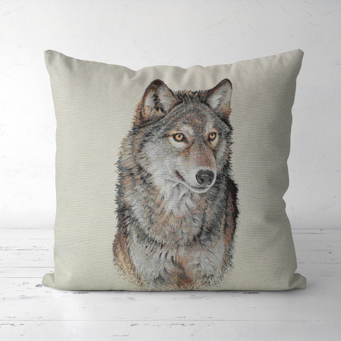 Dekostoff Gobelinstoff Panel Wolf, 46 x 46 cm