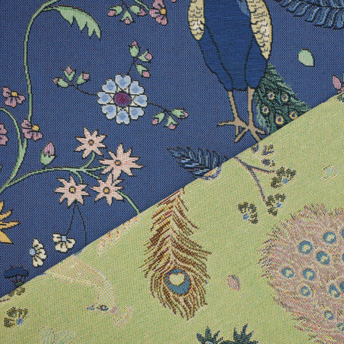 Decoration fabric Gobelin Peacock Garden, blue