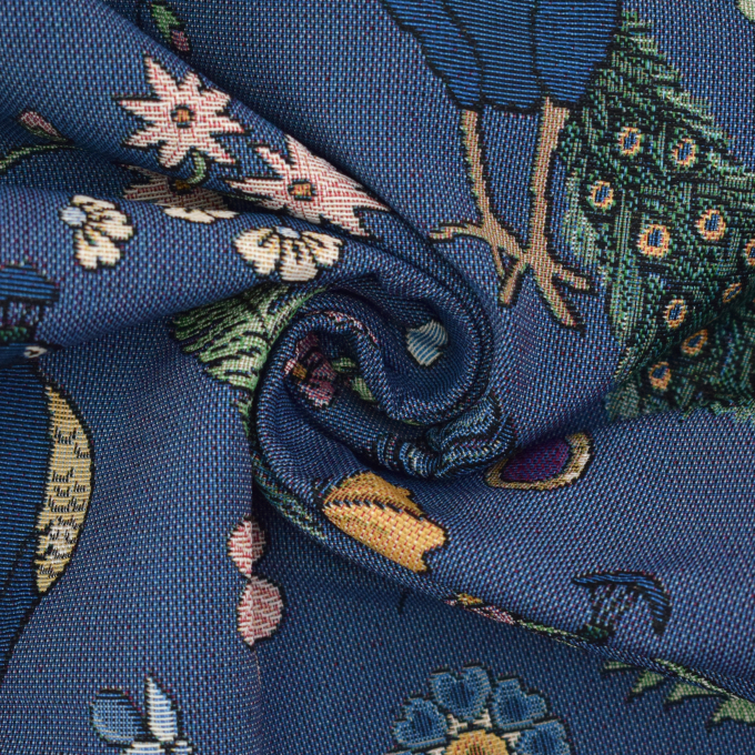 Decoration fabric Gobelin Peacock Garden, blue