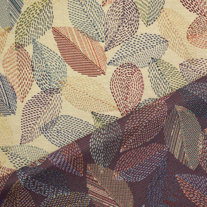 Decoration fabric Gobelin Stitch Sketch Leaf, beige