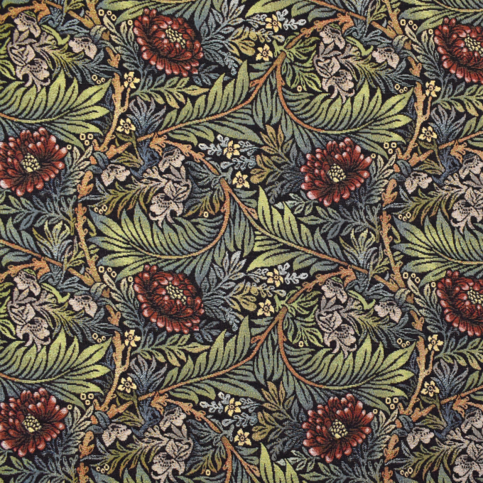 Dekostoff Gobelinstoff Victorian Flowers, schwarz