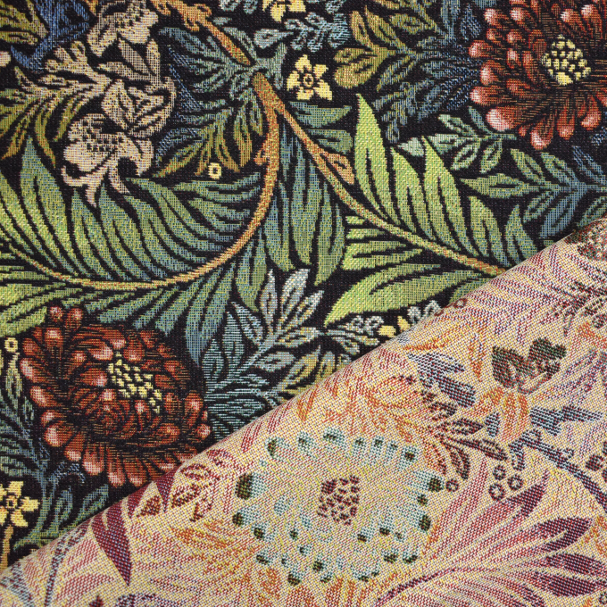 Dekostoff Gobelinstoff Victorian Flowers, schwarz
