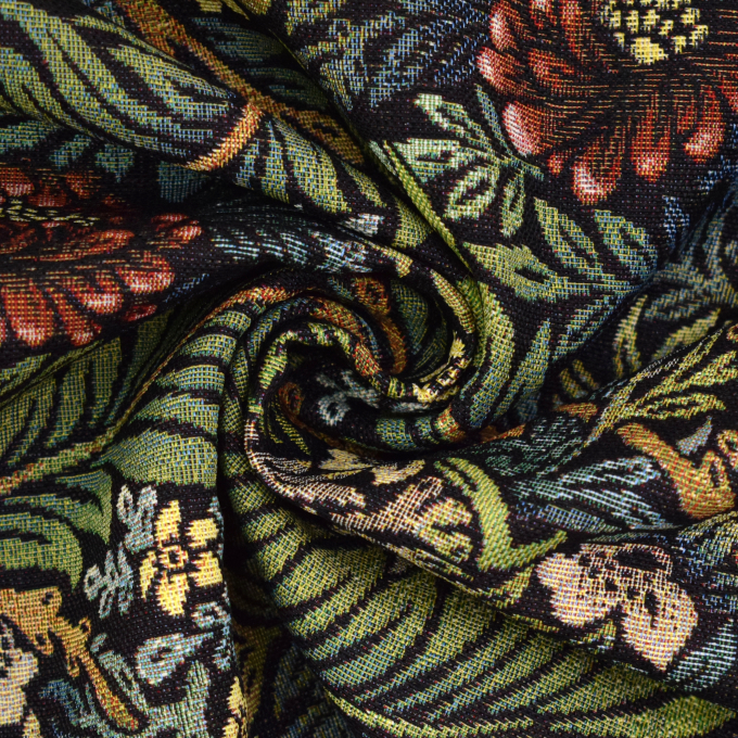Dekostoff Gobelinstoff Victorian Flowers, schwarz