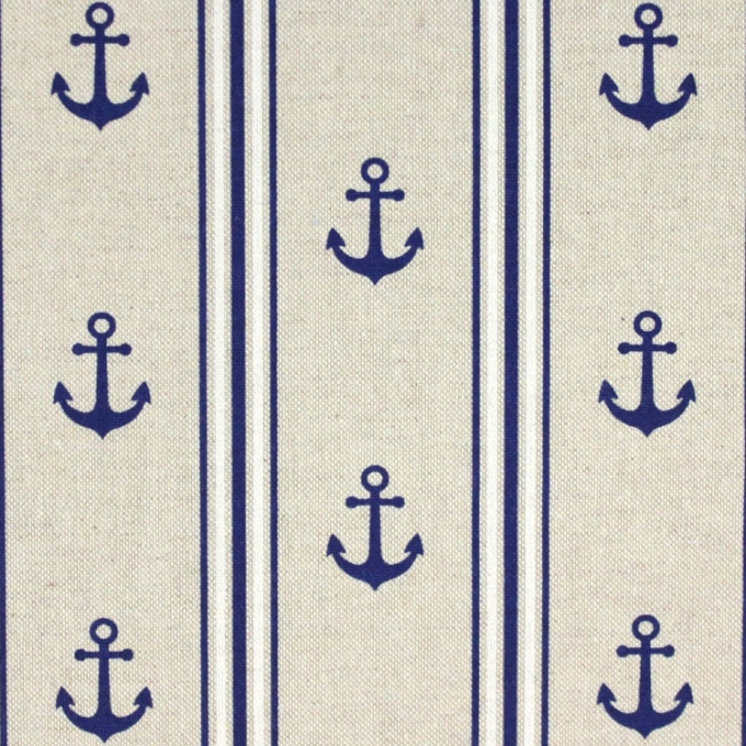 Tissu déco semi panama Anchor and Stripes, nature