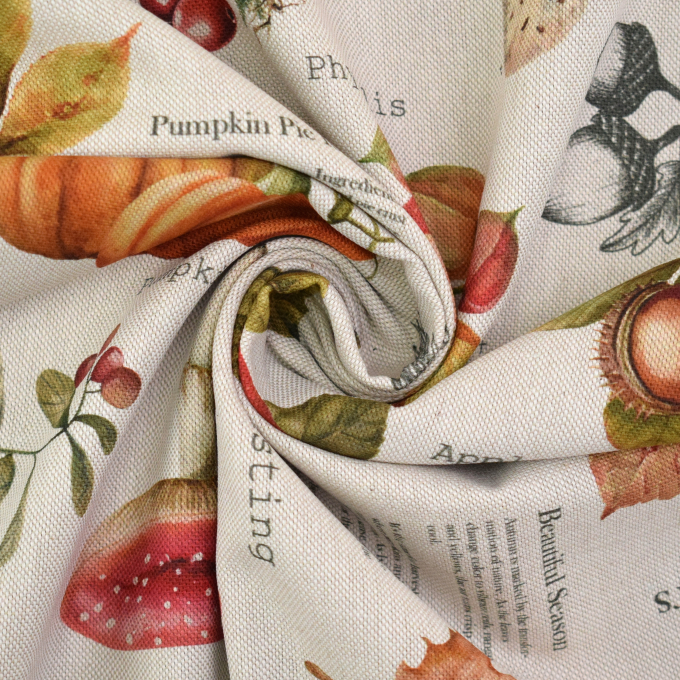 Decoratiestof half panama Autumn Season, naturel