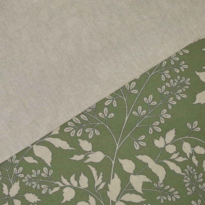 Tissu déco semi panama Feuilles, vert
