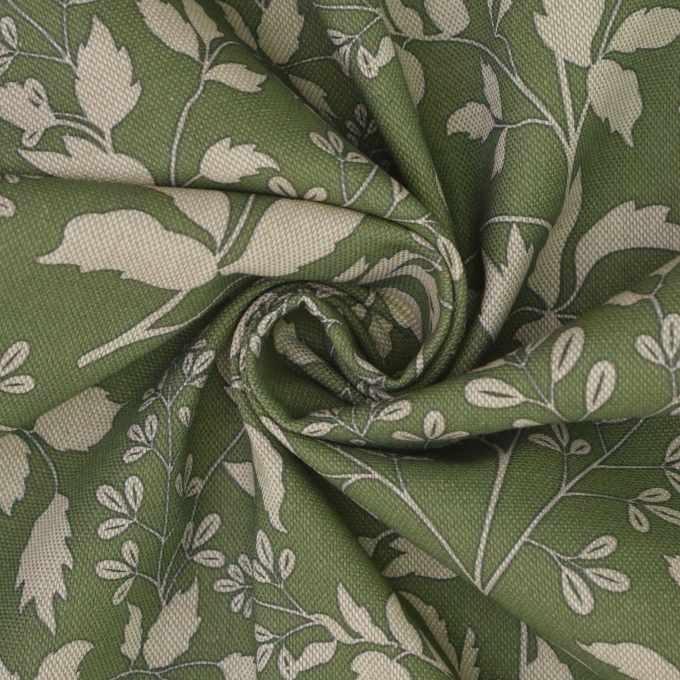 Tissu déco semi panama Feuilles, vert