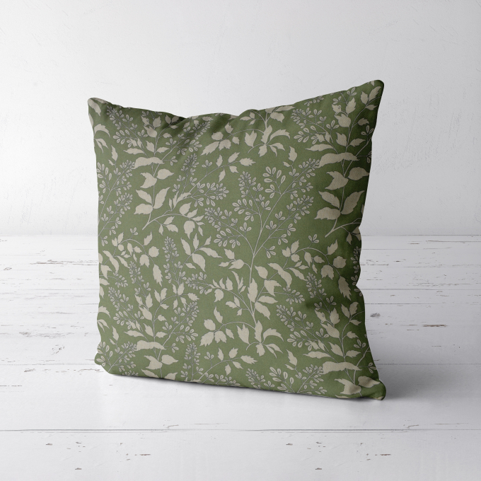 Tissu déco semi panama Feuilles, vert