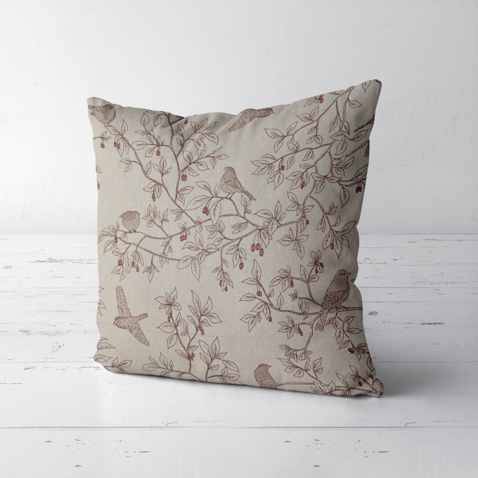 Decoration fabric half panama Branch Birds