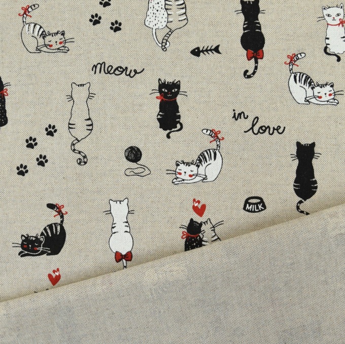 Dekostoff Halbpanama Cats in Love